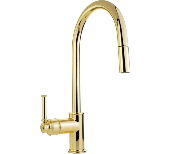 Изображение товара Смеситель для кухни Migliore ERMITAGE MINI с вытяжной лейкой, ручка сбоку, латунь, золото 31528