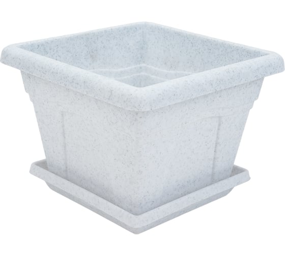 Изображение товара Горшок с поддоном Martika Квадро 1.48 л, 16x16 см, мрамор С161М