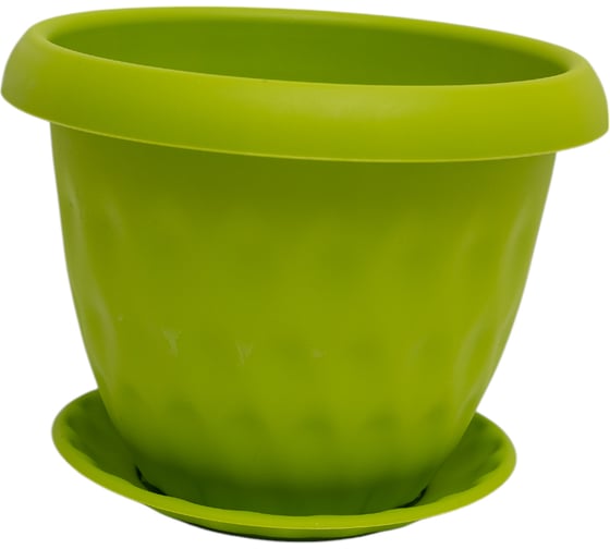 Изображение товара Горшок для растений Martika Розетта 0.9 л, диам. 140 мм, с поддоном, зеленый С125ЗЕЛ