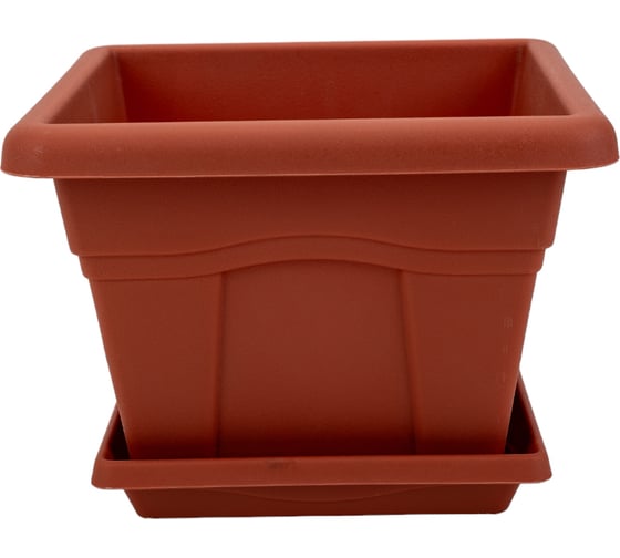 Изображение товара Горшок с поддоном Martika Квадро 2.9л, 20x20 см, терракотовый С162Т
