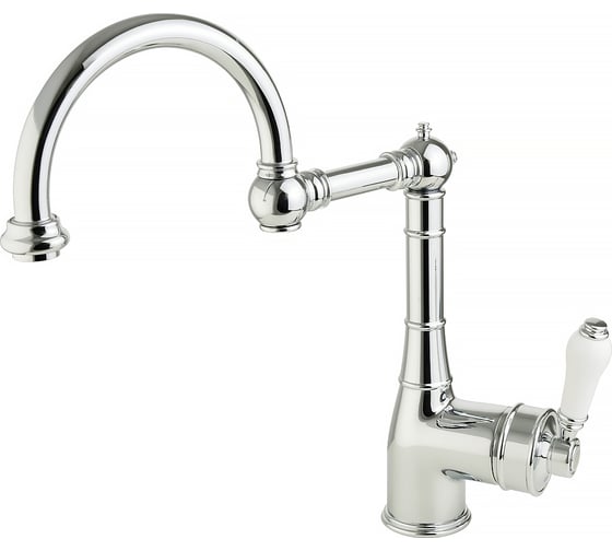 Изображение товара Смеситель для кухни Migliore CUCINA ERMITAGE излив пантограф, ручка белая, хром 18225