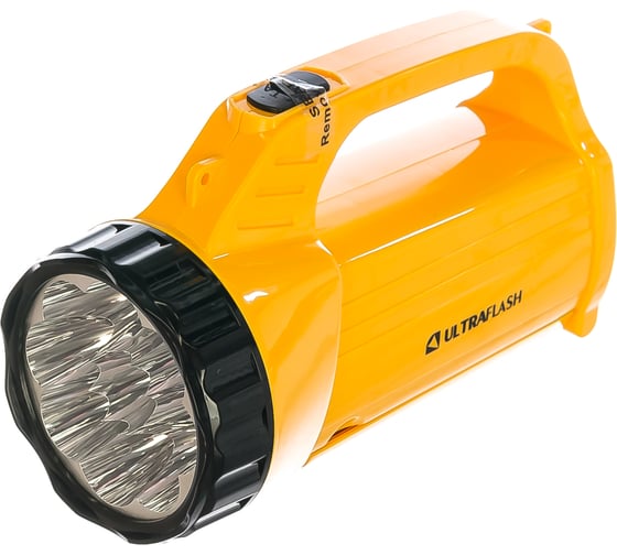 Изображение товара Аккумуляторный фонарь Ultraflash LED3819CSM 220В желтый, 9 LED + 12 SMD LED, 2 режима, SLA, коробка 12860