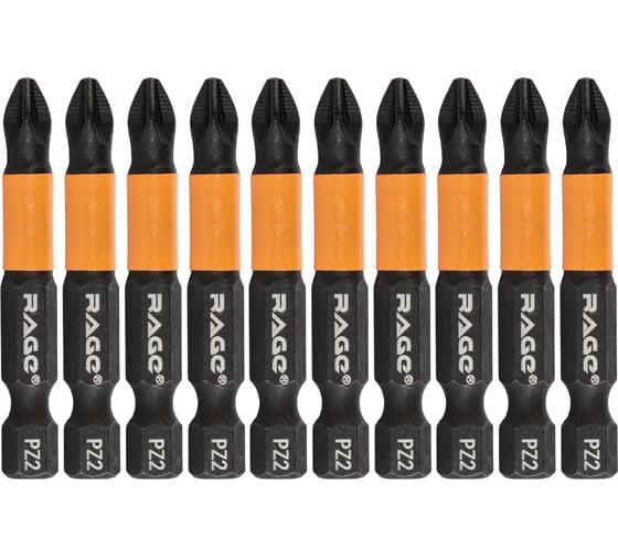 Изображение товара Биты для шуруповерта RAGE By VIRA магнитные S2 PZ2 x 50 мм 10 шт 554162