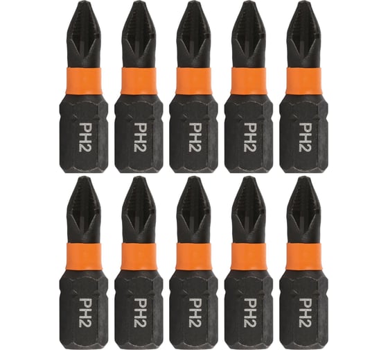 Изображение товара Биты для шуруповерта RAGE By VIRA магнитные S2 PH2 x 25 мм 10 шт 554153