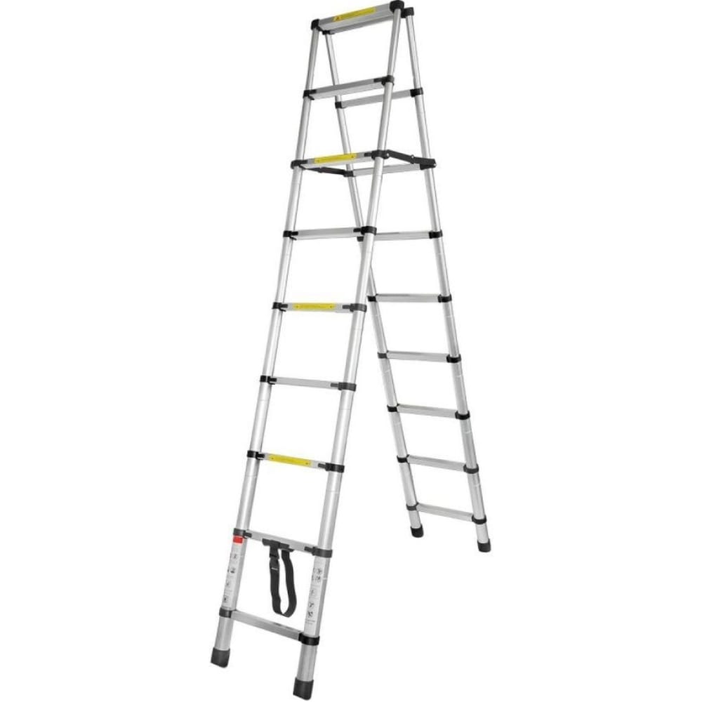 Телескопическая алюминиевая двухсекционная лестница-стремянка Forsage двухсекционная алюминиевая лестница капитан