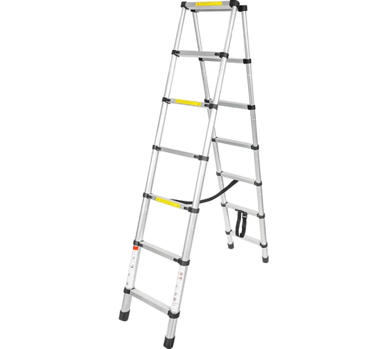 Изображение товара Телескопическая алюминиевая двухсекционная лестница-стремянка Forsage 2.0+2.0 м, 7+7 ступеней F-UP200-2