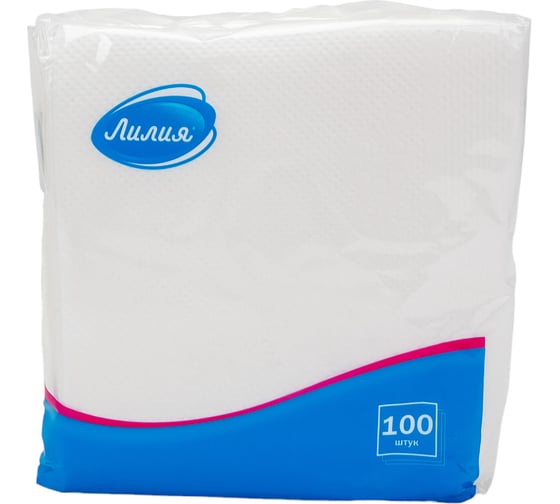 Изображение товара Бумажные салфетки Лилия 24x24 1 слой 100 листов Белый 702 0702