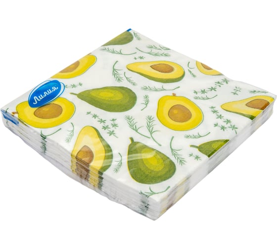 Изображение товара Салфетки бумажные 33x33 Авокадо 2слоя 20листов Лилия 8011