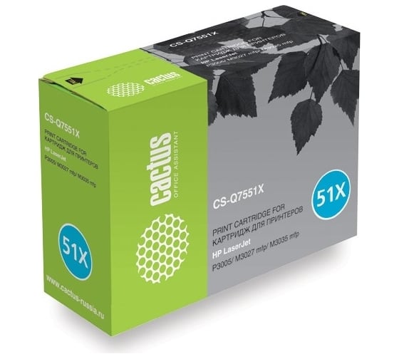 Изображение товара Лазерный картридж Cactus CS-Q7551XS Q7551X черный, 13000 страниц, для HP LJ P3005/M3027/M3035 943999