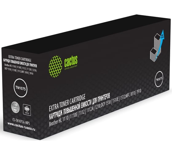 Изображение товара Лазерный картридж Cactus CS-TN1075A-MPS черный, 2000 страниц, для Brother HL-1110/1112/1510/1512/1810/18 1926644