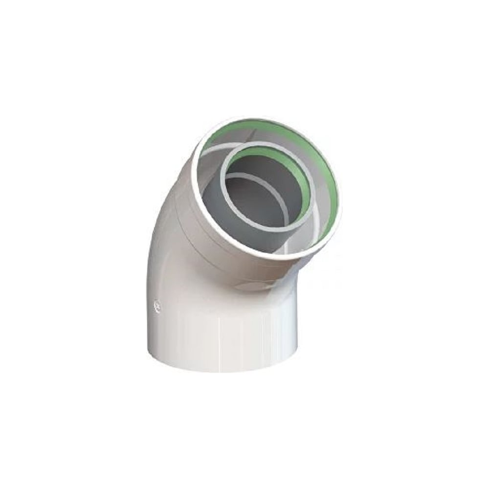 Изображение товара Колено коаксиальное УТДК 60x100-45 для дымоходов