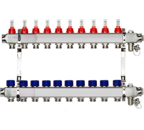 Изображение товара Комплект коллекторов с расходомерами и кронштейнами Ридан SSM-10RF set 10 контуров 088U0960R