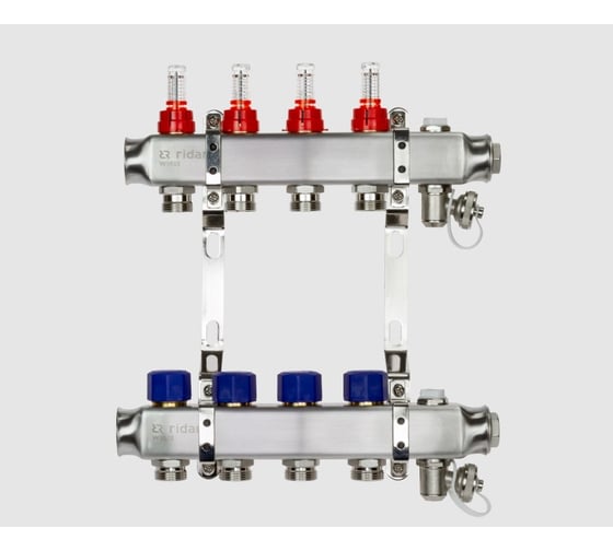 Изображение товара Комплект коллекторов Ридан SSM-4RF set с расходомерами и кронштейнами, 4 контура 088U0954R