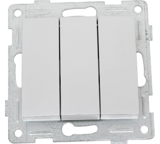 Изображение товара Механизм выключателя GUSI Electric 3клавиши bravo скрытая установка, 10а, 250в. цвет: серебро С10В3-004