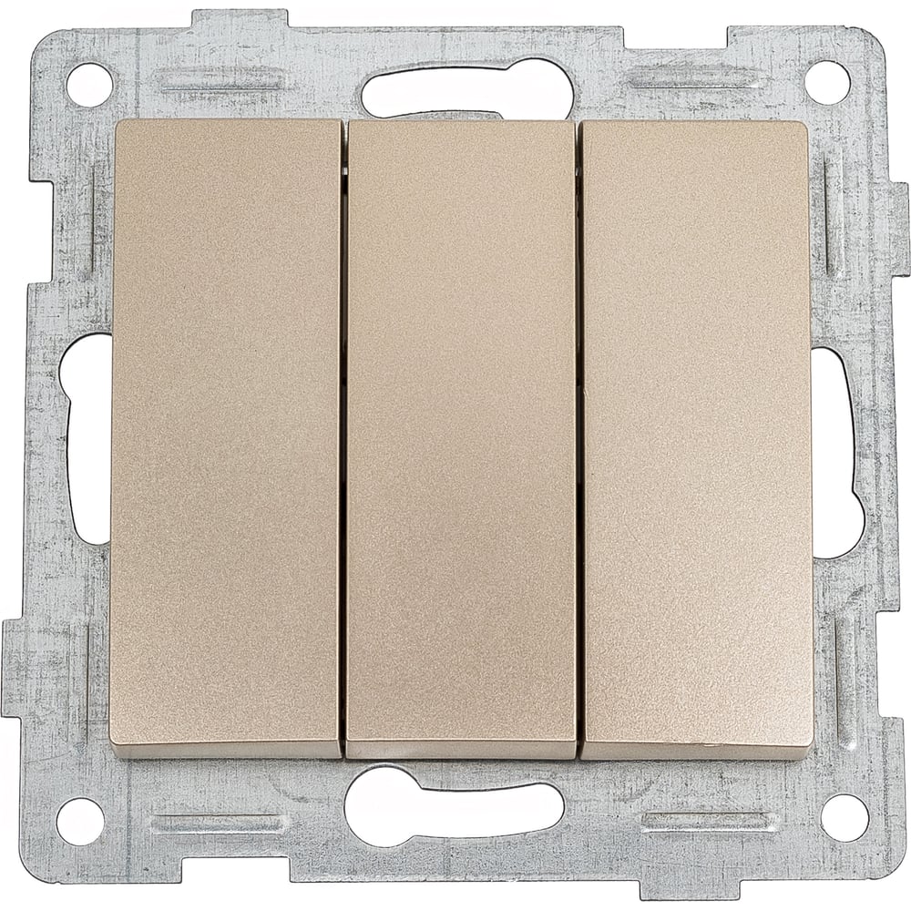 Изображение товара Механизм выключателя GUSI Electric 3 клавиши скрытая установка шампань