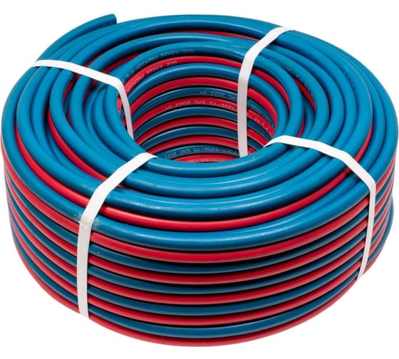 Изображение товара Рукав газовый спаренный KRASS I класс Ø 6,3 мм ацетилен/пропан (красный) / III класс Ø 6,3 мм кислород (синий, бухта 40м); 2931005SB