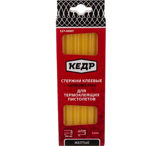 Изображение товара Стержни клеевые желтые (11 мм; 20 см; 6 шт.) КЕДР 117-0007 54895