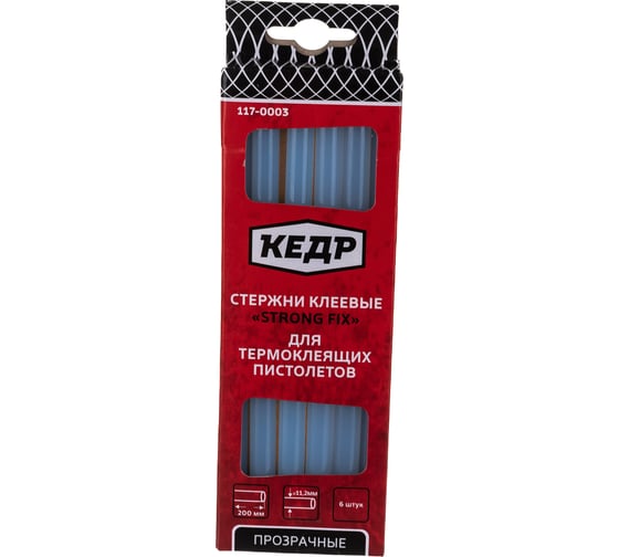Изображение товара Стержни клеевые прозрачные (11 мм; 20 см; 6 шт.) КЕДР 117-0003 54891