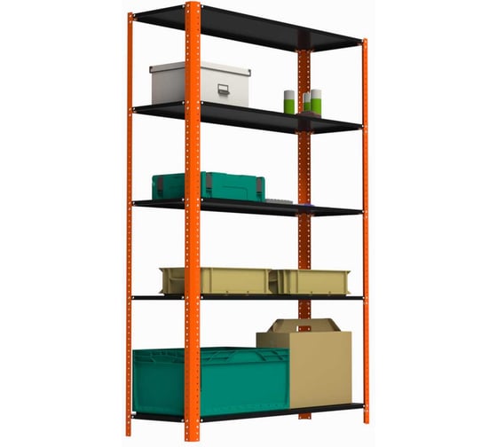 Изображение товара Стеллаж ООО Металекс Metalex AIR 2200x1400x400 (5 полок) оранжево-чёрный SMAOV221440
