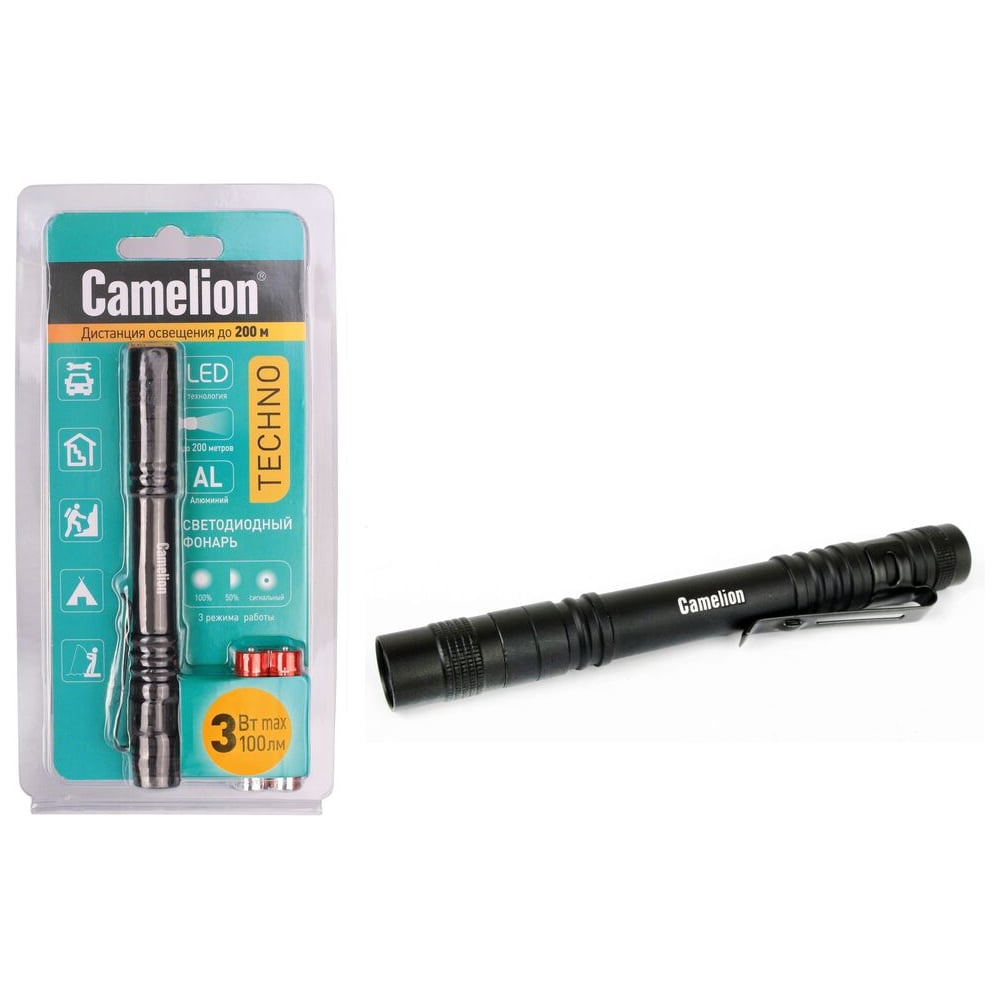 Изображение товара Фонарь Camelion LED51517 черный, LED XPE, 3 режима, 2XLR03 в комплекте, алюминий, блистер 12917 Изображение товара Фонарь Camelion LED51517 черный, LED XPE, 3 режима, 2XLR03 в комплекте, алюминий, блистер 12917