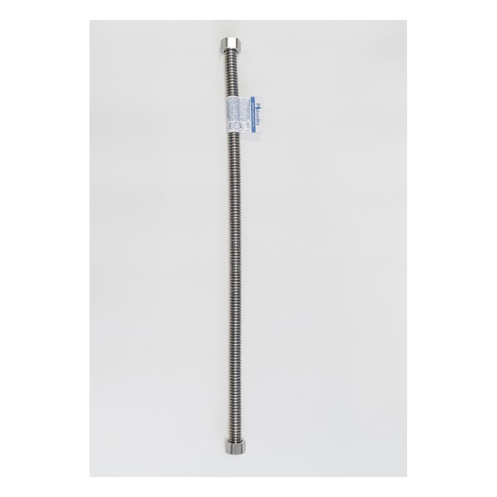 Изображение товара Сильфонный шланг вода Overcon 0,8 м 1/2 Г-Г хром нержавеющая сталь