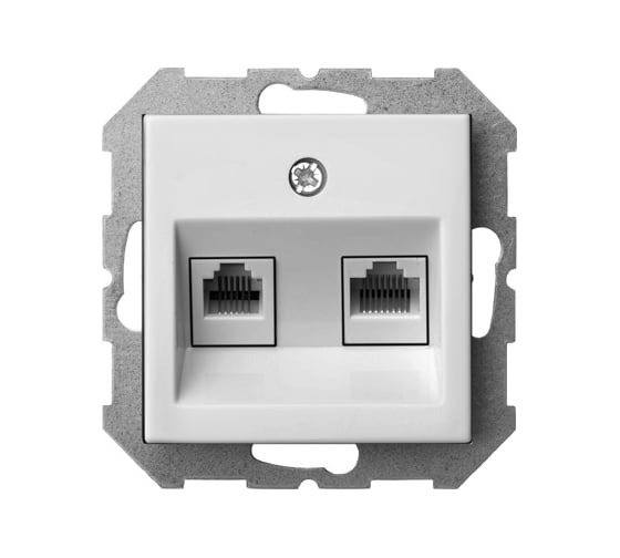 Изображение товара Телефонная и компьютерная розетка LIREGUS (rj11+rj45) белая epsilon 28-034