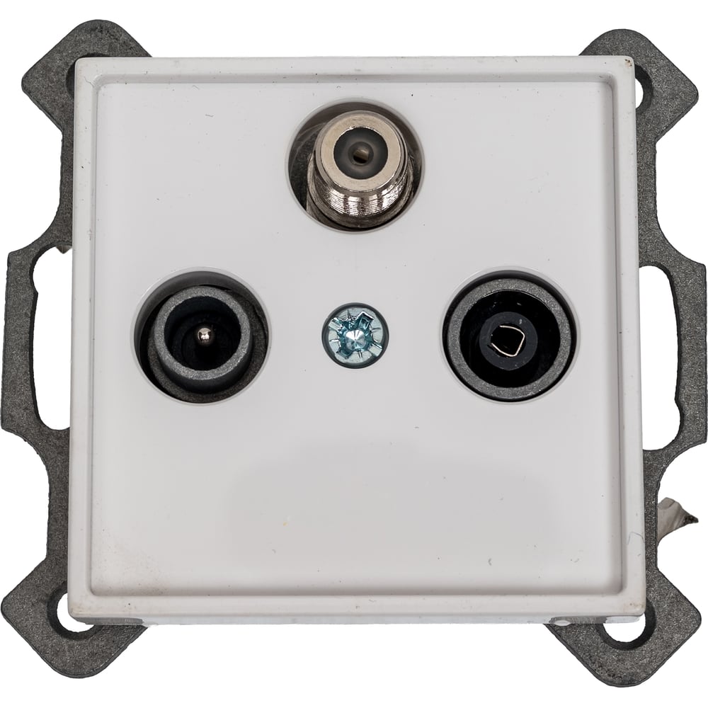 Изображение товара Телевизионная оконечная розетка LIREGUS EPSILON белая 28-028 3 гнезда для ТВ R и SAT