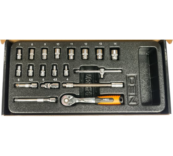 Изображение товара Набор сменных головок 1/4, 19 шт. NEO Tools 84-237
