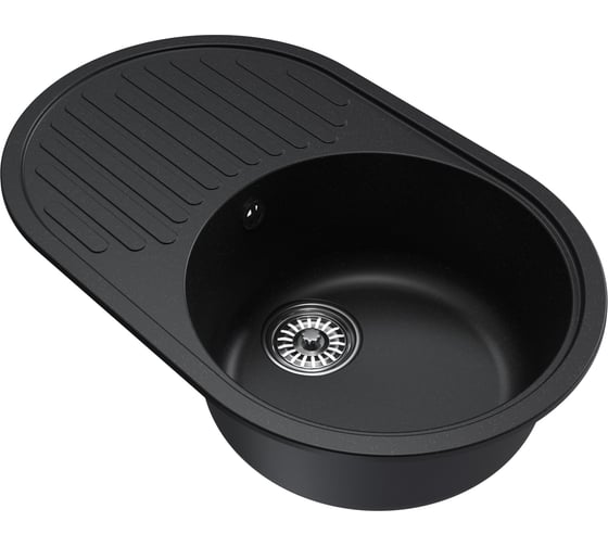Изображение товара Мойкa MIXLINE ML-GM16 овальная с крылом, ультра-черная 344, 730x460x180 мм newх 551934