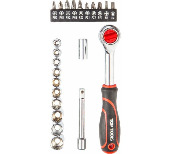 Изображение товара Набор торцевых ключей, 1/4, 23 шт. Top Tools 38D505