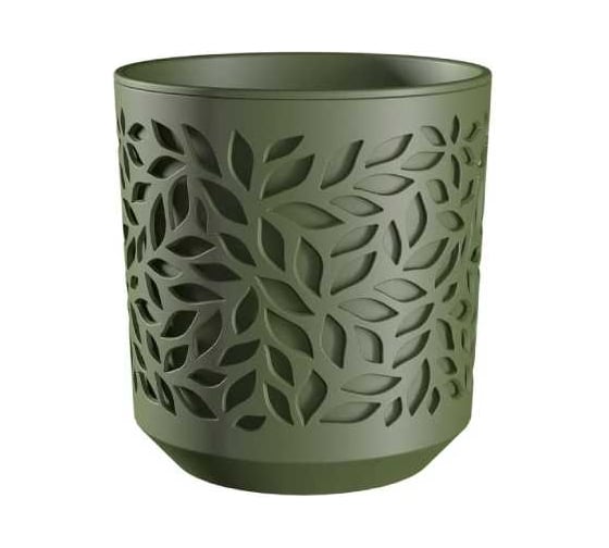 Изображение товара Кашпо bmc КШ-9824 Leaves пластик диаметр 13 см высота 13.5 см 1.25 л оливка/оливка 067062