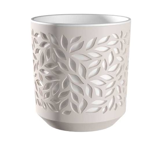 Изображение товара Кашпо bmc КШ-9823 Leaves пластик диаметр 13 см высота 13.5 см 1.25 л пудра/белый 067063