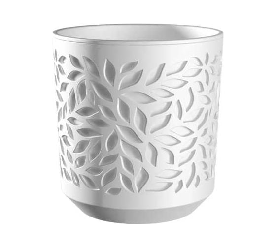 Изображение товара Кашпо bmc КШ-9828 Leaves пластик диаметр 13 см высота 13.5 см 1.25 л белый/белый 067058