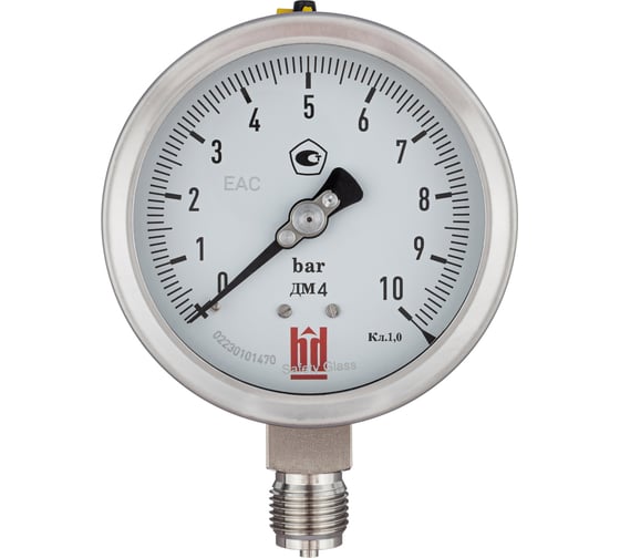 Изображение товара Манометр ДМ 4 100 Р (0-10) бар, кл.1.0, G1/2" BD 1154100004