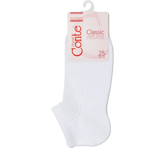 Изображение товара Хлопковые женские носки Conte elegan CE CLASSIC короткие, 7С-34СП, р.25, 016 белый 1001320220040015016