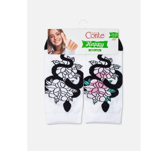 Изображение товара Хлопковые женские носки Conte elegan T HAPPY 19С-114СП, р.23-25, 297 белый 1001321120030015297
