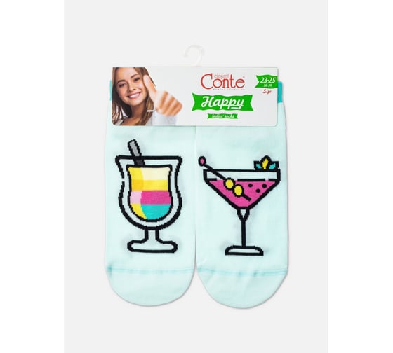 Изображение товара Хлопковые женские носки Conte elegan T HAPPY 19С-114СП, р.23-25, 247 бледно-бирюзовый 1001321120030338247