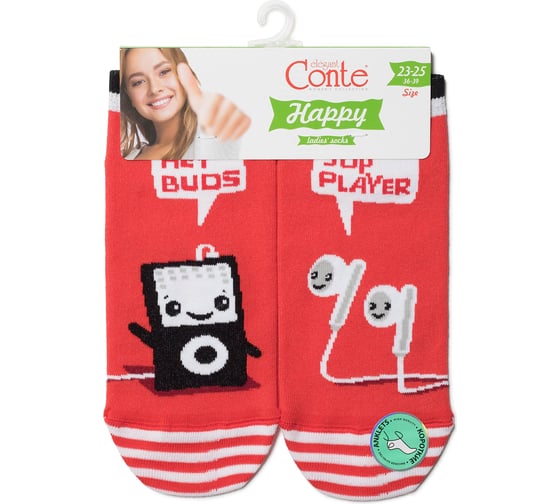 Изображение товара Хлопковые женские носки Conte elegan T HAPPY 19С-114СП, р.23-25, 167 красный 1001321120030019167