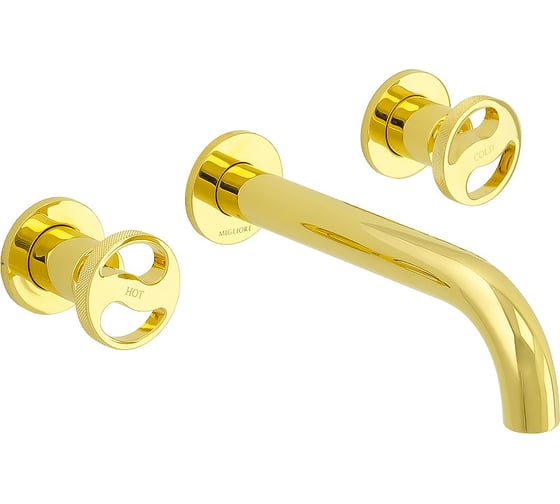 Изображение товара Смеситель для раковины Migliore REVERSA скрытого монтажа настенный, на 3 отв. излив L19 см., золото 28205