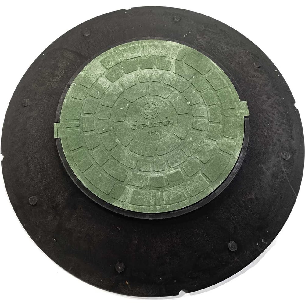 Изображение товара Конус колодца КПК Агросток 1070 с зеленой крышкой H=150 мм черный 50816