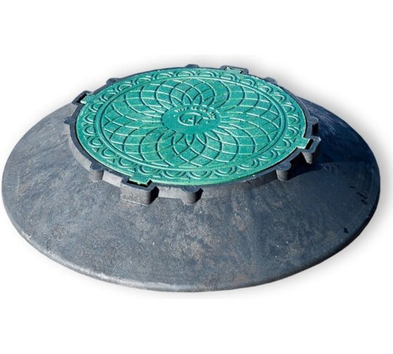 Изображение товара Конус колодца КПК Агросток 1070 с зеленой крышкой H=150 мм черный 50816