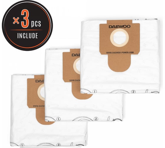 Изображение товара Фильтр-мешок синтетический увеличенного объема 3 шт DAEWOO DAVC 60TB