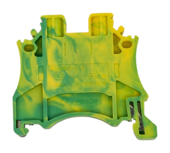 Изображение товара Клемма на дин-рейку DEGSON 4 кв.мм, винтовая, земля, 100 штук DC4-PE-01P-1C-00Z(H)