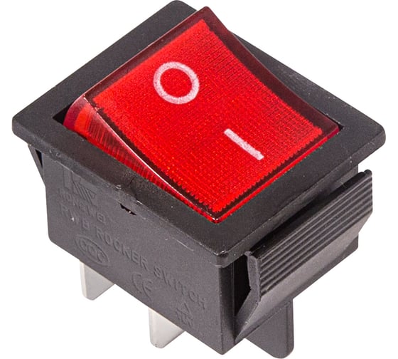 Изображение товара Клавишный выключатель REXANT 250v 16а (4с) on-off красный с подсветкой (rwb-502, sc-767, irs-201-1) 06-0303-B