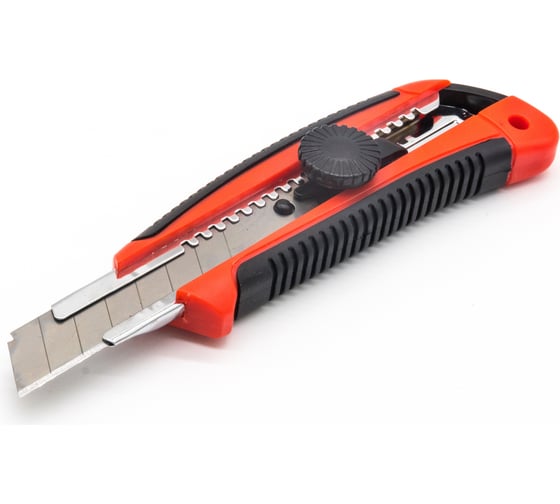 Изображение товара Упрочненный пистолетный нож (двухкомпонентная обрезиненная ручка, винтовой фиксатор) 18 мм КЕДР 031-0008 26152