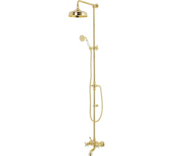 Изображение товара Душевой настенный гарнитур Migliore PRESTIGE см-ль д/ванны/колонна/верхний душ/шланг/ручной душ, золото 32126
