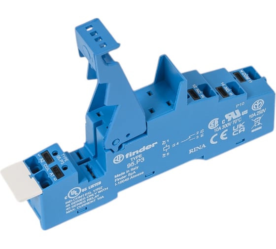 Изображение товара Розетка с клеммами Finder push-in для реле 40.31 и модулей 99.02, 86.30 с разд. конт. с 95P3SPA