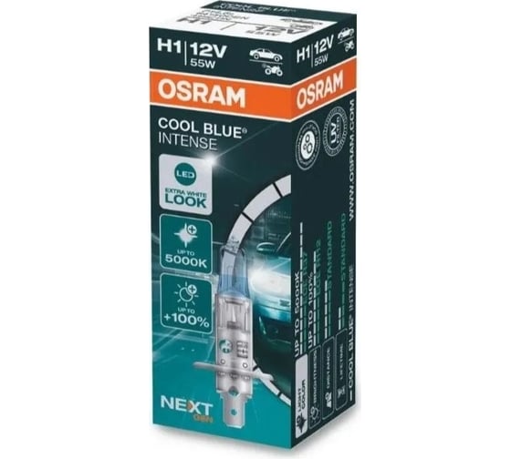 Изображение товара Автолампа H1 55 P14.5s+100 процентов COOL BLUE INTENSE NextGen до 5000К Osram 64150CBN 375270