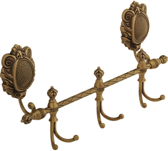 Изображение товара Планка с 3-мя двойными крючками Migliore CLEOPATRA L36 см, бронза 16635