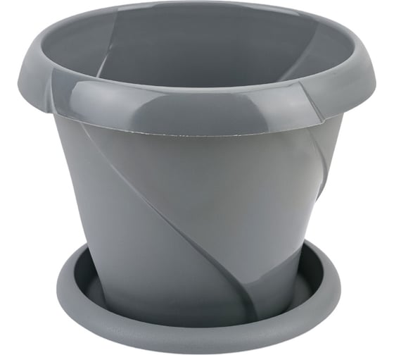 Изображение товара Кашпо Martika Флориана с поддонником, 2.8 л, диам. 215 мм, серое С386СЕР